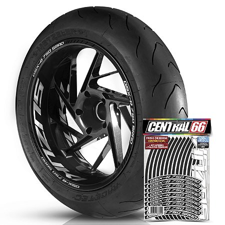 Adesivo Friso de Roda M1 +  Palavra GSX R 750 SRAD + Interno G Suzuki - Filete Preto