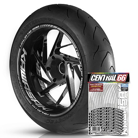Adesivo Friso de Roda M1 +  Palavra NINJA H2 998 + Interno G Kawasaki - Filete Prata Refletivo