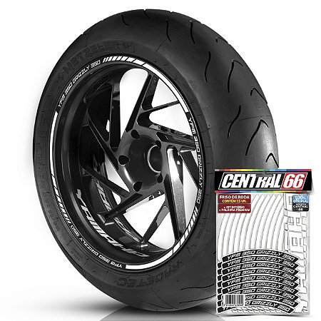 Adesivo Friso de Roda M1 +  Palavra YFM 350 GRIZZLY 350 + Interno P Yamaha - Filete Branco