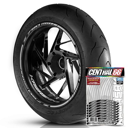 Adesivo Friso de Roda M1 +  Palavra Z 750 + Interno P Kawasaki - Filete Prata Refletivo