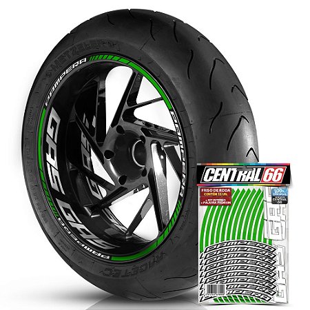 Adesivo Friso de Roda M1 +  Palavra PAMPERA + Interno G Gas Gas - Filete Verde Refletivo