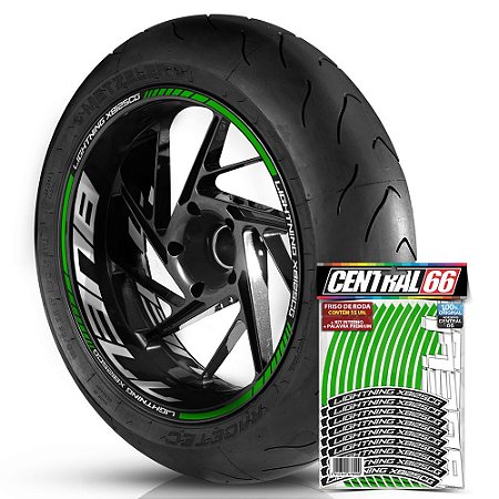 Adesivo Friso de Roda M1 +  Palavra LIGHTNING XB12SCG + Interno G Buell - Filete Verde Refletivo