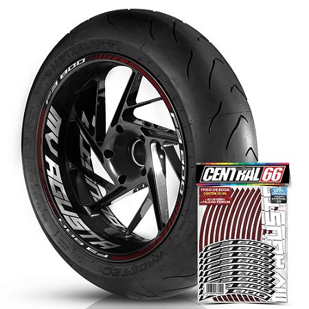 Adesivo Friso de Roda M1 +  Palavra F3 800 + Interno G MV Agusta - Filete Vinho