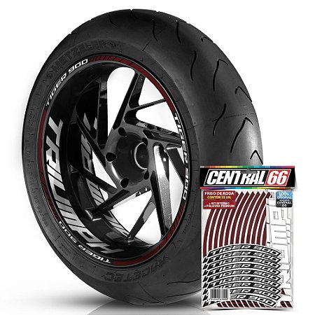 Adesivo Friso de Roda M1 +  Palavra TIGER 900 + Interno G Triumph - Filete Vinho