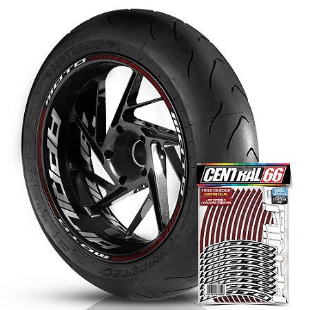 Adesivo Friso de Roda M1 +  Palavra MOTO + Interno G Aprilia - Filete Vinho