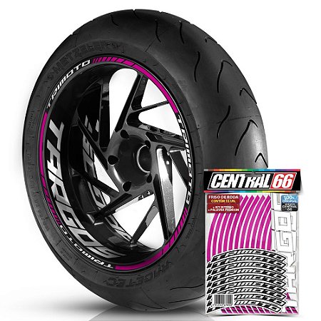 Adesivo Friso de Roda M1 +  Palavra Targos TRIMOTO + Interno G TARGOS - Filete Rosa