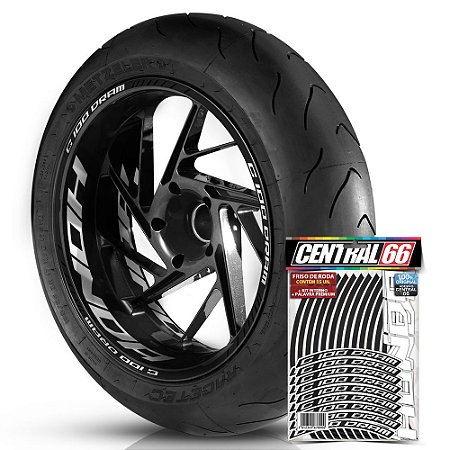Adesivo Friso de Roda M1 +  Palavra C 100 DREAM + Interno G Honda - Filete Preto