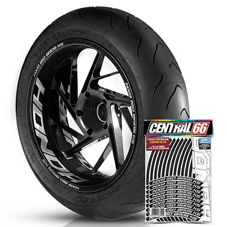 Adesivo Friso de Roda M1 +  Palavra NXR 150 BROS KS + Interno G Honda - Filete Preto