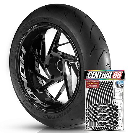 Adesivo Friso de Roda M1 +  Palavra NX 400 FALCON + Interno G Honda - Filete Preto