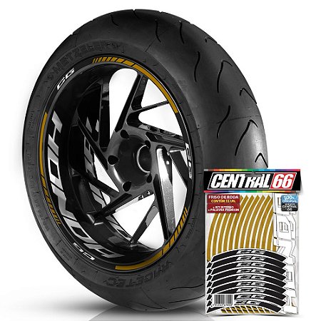 Adesivo Friso de Roda M1 +  Palavra CG + Interno G Honda - Filete Dourado Refletivo