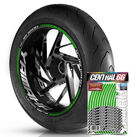 Adesivo Friso de Roda M1 +  Palavra XJR 1200 + Interno G Yamaha - Filete Verde Refletivo