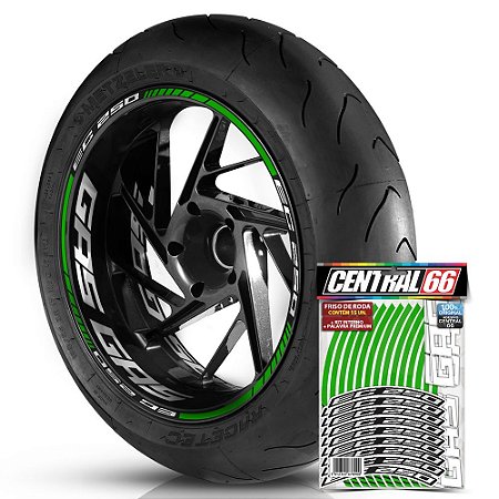 Adesivo Friso de Roda M1 +  Palavra EC 250 + Interno G Gas Gas - Filete Verde Refletivo