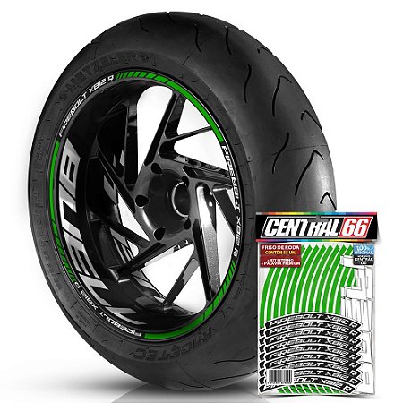Adesivo Friso de Roda M1 +  Palavra FIREBOLT XB12 R + Interno G Buell - Filete Verde Refletivo