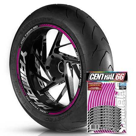 Adesivo Friso de Roda M1 +  Palavra JOG TEEN 50 + Interno G Yamaha - Filete Rosa