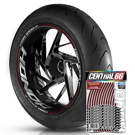 Adesivo Friso de Roda M1 +  Palavra CBR 1000 F + Interno G Honda - Filete Vinho