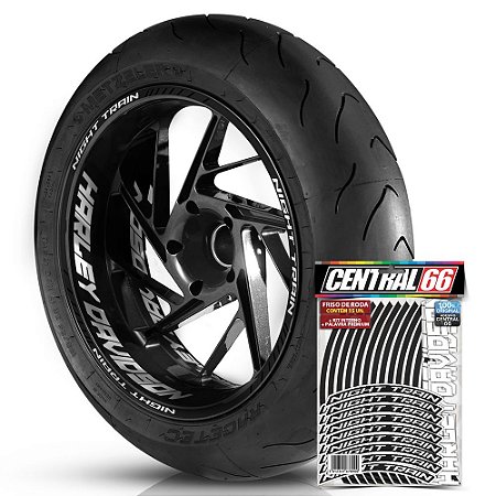 Adesivo Friso de Roda M1 +  Palavra NIGHT TRAIN + Interno G Harley Davidson - Filete Preto