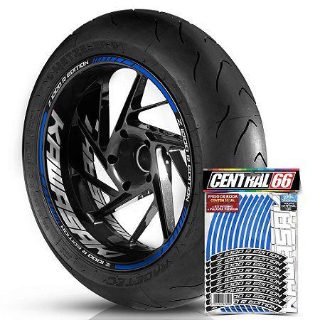 Adesivo Friso de Roda M1 +  Palavra Z 1000 R EDITION + Interno G Kawasaki - Filete Azul Refletivo