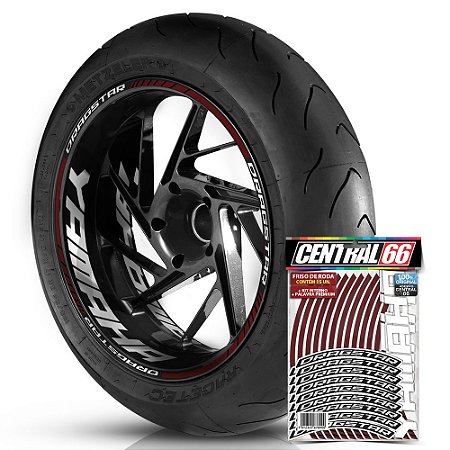 Adesivo Friso de Roda M1 +  Palavra DRAGSTAR + Interno G Yamaha - Filete Vinho