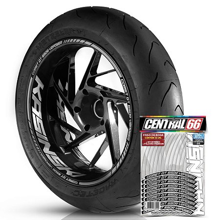 Adesivo Friso de Roda M1 +  Palavra COMET GT 650R V2POWER + Interno G Kasinski - Filete Prata Refletivo