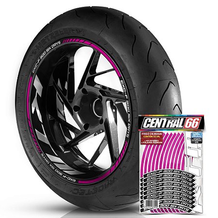 Adesivo Friso de Roda M1 +  Palavra EXC-F 300 SIX DAYS + Interno G KTM - Filete Rosa