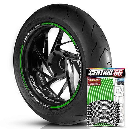 Adesivo Friso de Roda M1 +  Palavra APACHE + Interno P Dafra - Filete Verde Refletivo