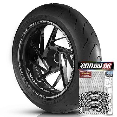 Adesivo Friso de Roda M1 +  Palavra APACHE RTR 200 + Interno P Dafra - Filete Prata Refletivo