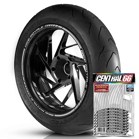 Adesivo Friso de Roda M1 +  Palavra BEE ROYALE + Interno P Bee - Filete Prata Refletivo