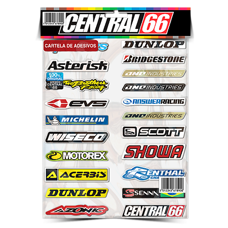 Cartela Individual Motocross M1 - PT3 Adesivos Stickers