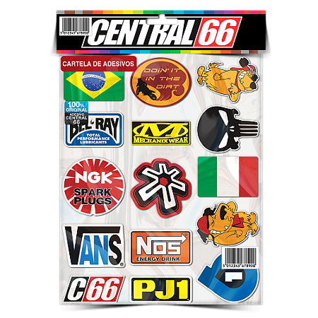 Cartela Individual Motocross M1 - PT2 Mutley, NGK Adesivos Stickers