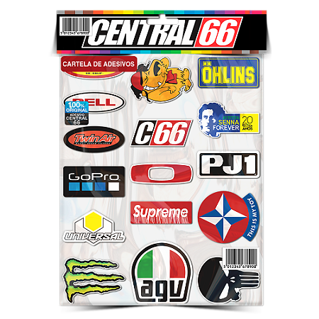 Cartela Individual Motocross M1 - PT1 Ohlins, Toy, AGV Adesivos Stickers