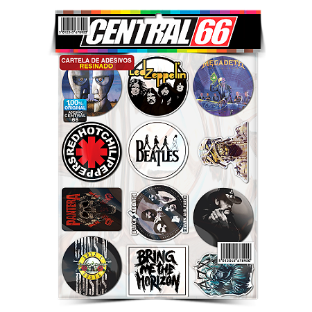 Cartela Individual Musica Rock M1 - P1 Adesivos Stickers