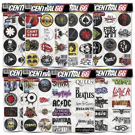 Kit 8 Cartelas - Musica Rock M1 Adesivos Stickers