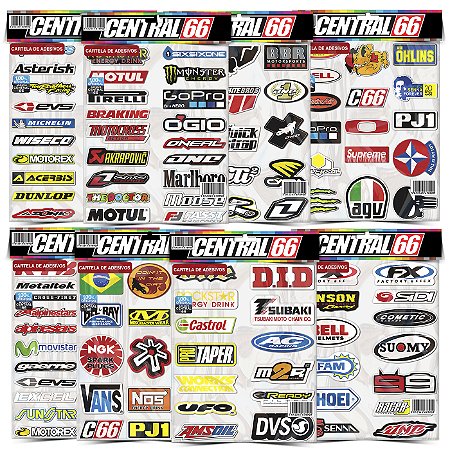Kit 8 Cartelas - Motocross M1 Adesivos Stickers