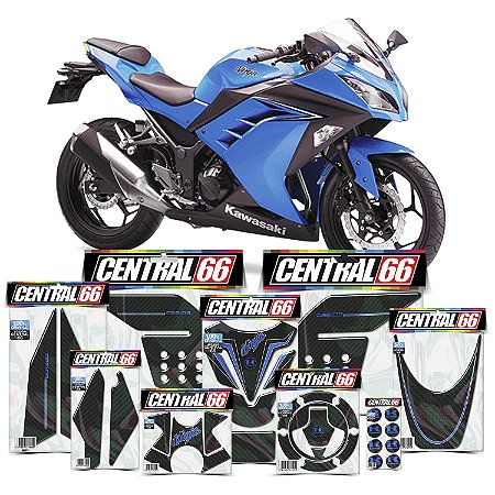 Kit Protetores Resinados Kawasaki Ninja 300 Carbono Azul