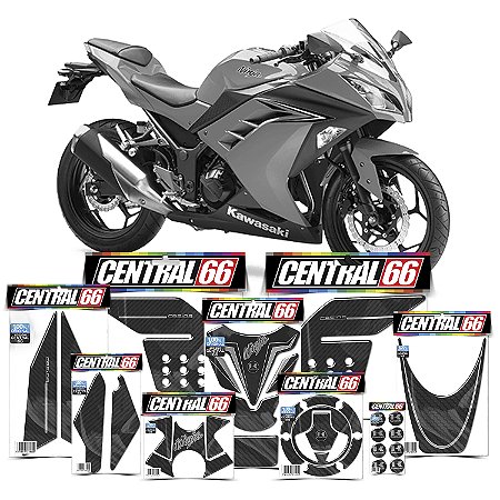 Kit Protetores Resinados Kawasaki Ninja 300 Carbono Prata