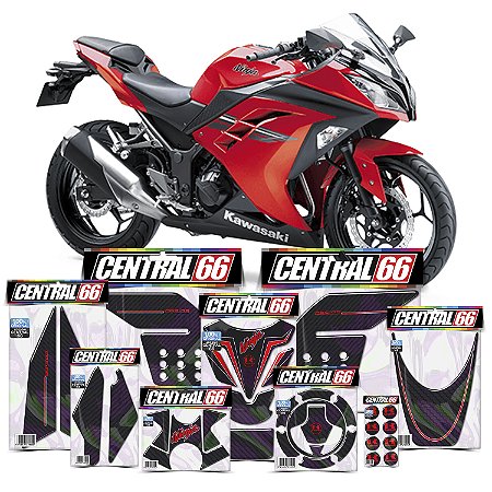Kit Protetores Resinados Kawasaki Ninja 300 Carbono Vermelho