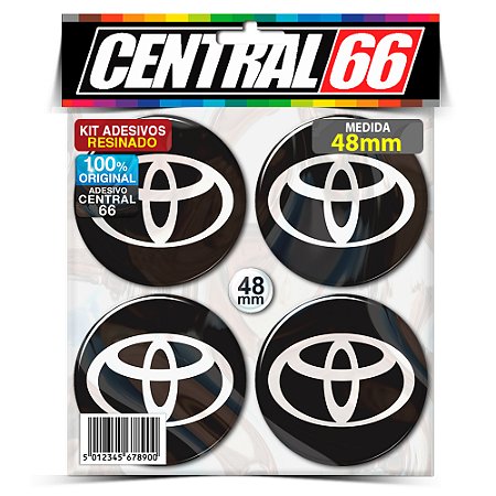 Kit 4 Adesivos Resinados Roda 48mm Toyota Logo Preto