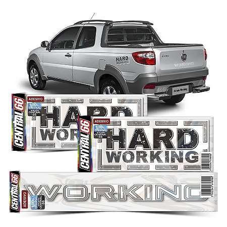 Kit 3 Adesivos Hard Working Lateral com Traseira Fiat Strada