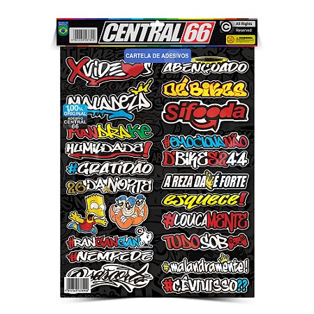 Cartela 18 de Adesivos Tuning Individual Stickers Moto Carro Bike