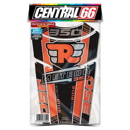 Tankpad Royal Enfield Meteor 350 Adesivo Preto e Laranja
