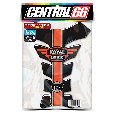 Tankpad Royal Enfield Adesivo Orbital Preto e Laranja