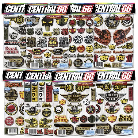 Kit 8 Cartelas Adesivos Resinadas Royal Enfield