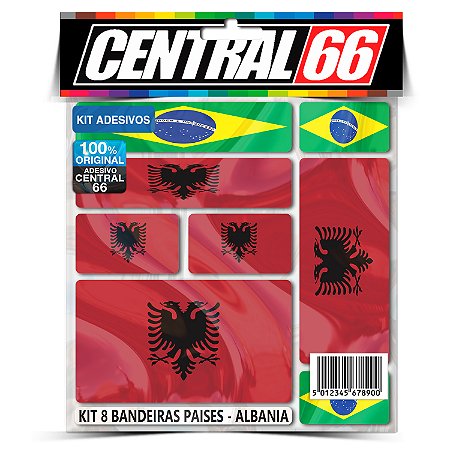 Kit 8 Adesivos Bandeiras Países Envernizado Albânia