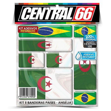 Kit 8 Adesivos Bandeiras Países Resinado Argélia