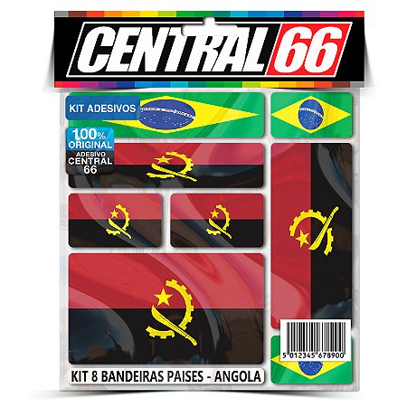 Kit 8 Adesivos Bandeiras Países Envernizado Angola