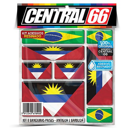 Kit 8 Adesivos Bandeiras Países Resinado Antígua e Barbuda