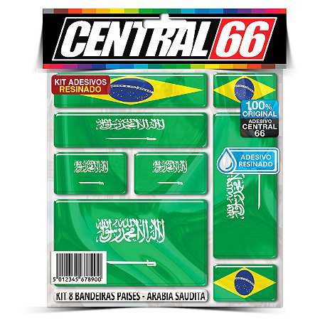 Kit 8 Adesivos Bandeiras Países Resinado Arábia Saudita