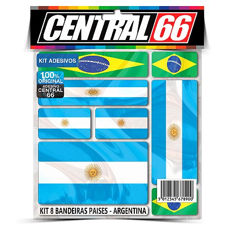 Kit 8 Adesivos Bandeiras Países Envernizado Argentina