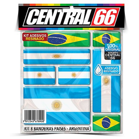 Kit 8 Adesivos Bandeiras Países Resinado Argentina