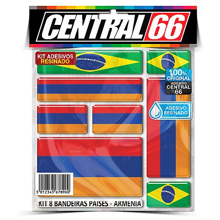 Kit 8 Adesivos Bandeiras Países Resinado Armênia